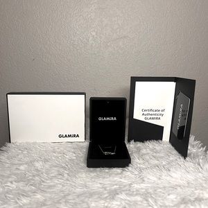 Glamira Infinity Necklace (jewelry) Rose Gold Chain W/ Blue Topaz Center Stones.